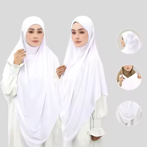 Large Soild Muslim Ethnic Instant Hijab for Women Stretchy Jersey Hijab Islamic Malaysia Ready to We