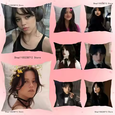 J-JENNA O-ORTEGA Pillow Case Plush Fabric Soft Pillowcase Double Sided Print Sofa Cushion Cover Thro