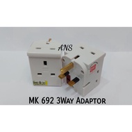 MK 692 13Amp 3Way Bakelite Adaptor Plug