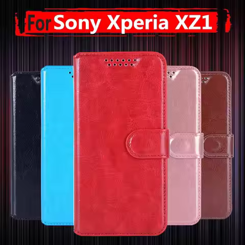 Flip Case For Sony Xperia XZ1 Cover Retro Luxury PU Leather Wallet Case For Sony Xperia XZ1 G8341 G8