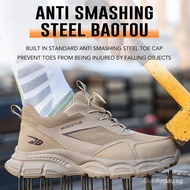 Breathable Work Shoes For Men Anti-smash Anti puncture Safety Shoes Men boots Rotating Button Indest