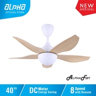 ALPHA AlphaFan AX80 5B DC Motor Ceiling Fan with 5 Blades 8 Speed Remote (40")