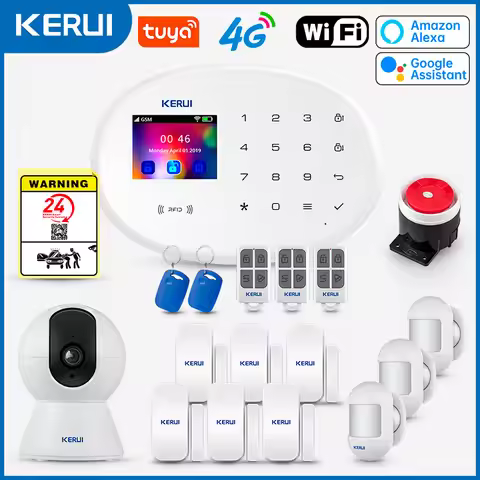 KERUI W204 4G GSM WIFI Alarm System 2.4inch Screen Tuya Smart Home Security Alarm Buglar RFID Wirele