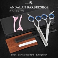 KNIFEZER 7-in-1 Stainless Steel Buffing Salon Hair Scissors Set 4Cr13 - BHT002