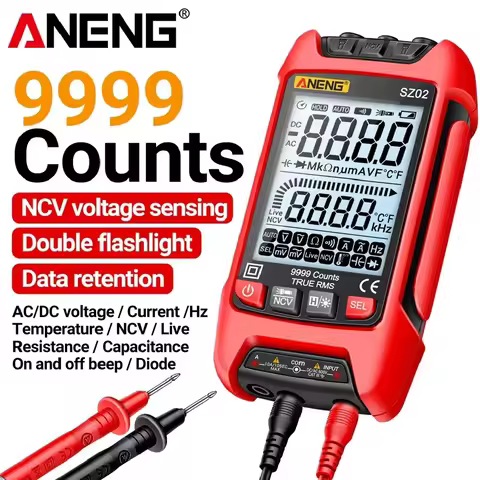 ANENG SZ02 Digital Multimeter 9999 Counts AC DC Voltage Current Temp Capacitance NCV Zero Live Wire 