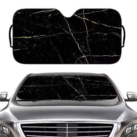 Marble Black Gold Car Windshield Sunshade Cover Foldable Automotive Sun Shade Visor Window Uv Reflec