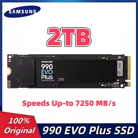 Samsung 990 EVO Plus SSD 2TB PCIe Gen 4x4 Gen 5x2 M.2 2280 Up-to 7250 MB/s Upgrade Storage for PC/La