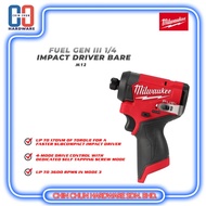 MILWAUKEE M12 FUEL GEN III 1/4" IMPACT DRIVER - BARE (M12 FID2-0)