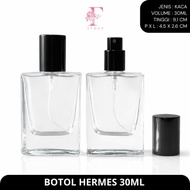 Hermes 30ml Clear Glass Perfume Bottle + Spray | 30ml Empty Perfume Bottle with Black Cap