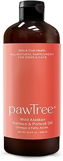 pawTree Salmon Oil-Dog and Cat Fish Oil Supplement-Ideal for Excessive Shedding Control, Seasonal Al