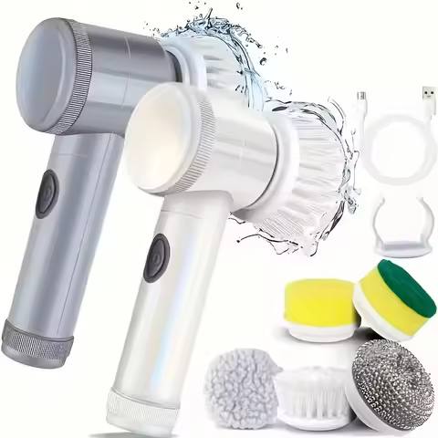 Electric Spin Scrubber Cordless Spin Scrubber with 5 Replaceable Brush Heads Electric Cleaning Brush