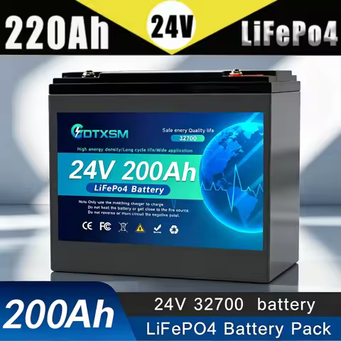 24V 200Ah Deep Cycle LiFePO4 Battery 32700 Low Self Discharge Rechargeable Storage Battery For Solar