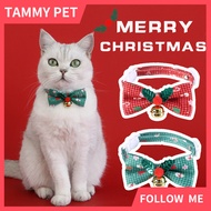2026 pet cat christmas bow tie collar plaid fabric red green snowman with bell anti suffocation bow 