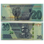 Zimbabwe Banknote, 20 Dollars 2020, UNC.