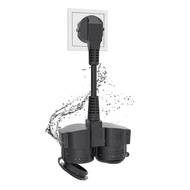 Double Plug for Socket Extension Cable with 2 Schuko Sockets Multiple Socket Outdoor 16 A / 250 VEU