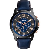 FOSSIL Grant Flagship Three-Eye Chronograph Replica Watch Black Blue Belt Strap FS5061 [Nap tainan]