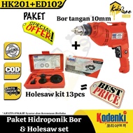 Paket hidroponik mesin bor tangan 10mm KDK-ED102 dan holesaw kit set 13 pcs KODENKI - Mesin bor besi