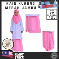 KAIN KURUNG PINK MERAH JAMBU KAIN SUSUN TEPI | KAIN KURUNG SEKOLAH | SET BAJU PUTERI ISLAM