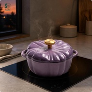 Sunnimix Enameled Cast Iron Dutch Oven Induction Compatible Pumpkin Dutch Oven Heat Retention Cast I