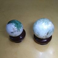 羽毛螢石球5.6cm及5 cm+烏拉圭esp紫晶鎮