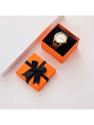 1入實色手錶收納盒，個性化極簡手錶包裝盒，手錶紙盒（蝴蝶結隨機放置）