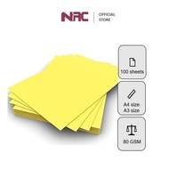 NERICO Yellow Color Paper A4 / A3 Size 100 Sheets - 80 Gsm