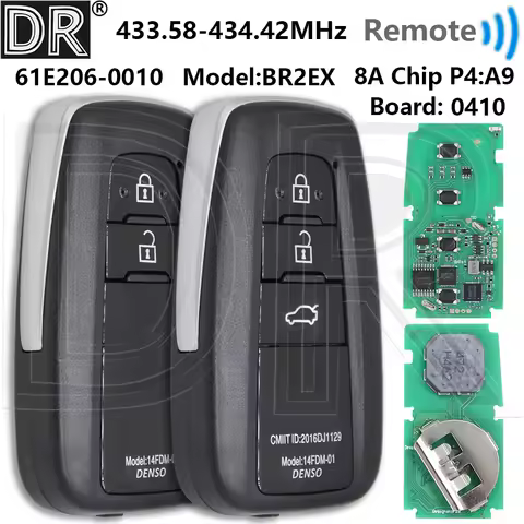 Great BR2EX 8A Chip P4:A9 433.58-434.42MHz 61E206-0010 Proximity Car Remote Control Key For Toyota C