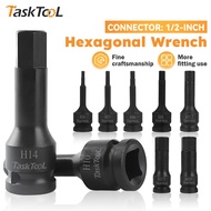 TASKTOOL Block Set Black Socket Hexagon 1/2" H4-H8 CRV Grade