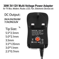 30W Universal 3V-12V AC DC Adapter Power Supply Adjustable Voltage Power Adapter UK Plug With USB Po