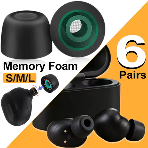 6-1Pair Memory Foam Tips with Dust Mesh Anti-Slip Replacement Ear Tips for Sony WF-1000XM6 WF-1000XM