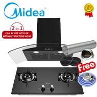 Midea Cooker Hood+Built-In Glass Hob MCH90V71 + MGH-76Q60B (Free Cap & Gas Regulator) MCH90V71 + MGH
