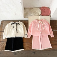 [Uzfkids] Chanel Style Girls Sweater l Striped Frayed Trousers Suit