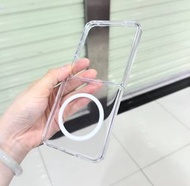 光面透明磁吸三星ZFlip6543手機殼上下防摔MixFlip2全包保護殼無線充電售出不退換-光面透明 小米MIX Flip2