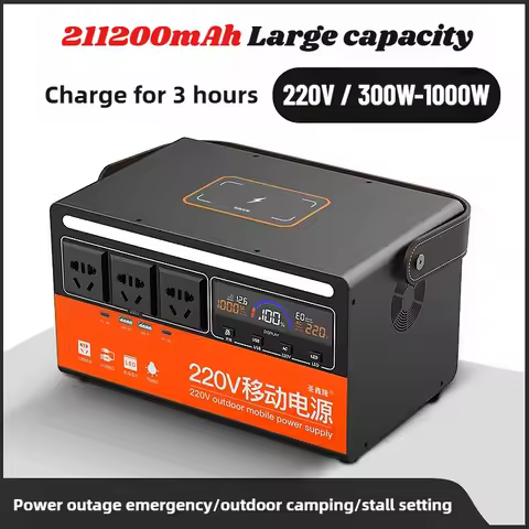 Portable Power Station 300W 600W 1000W Solar Generator AC 220V Energy Power Supply LED for Outdoor C