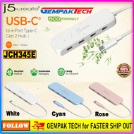 J5CREATE Eco-Friendly USB-C to 4-Port Type-C Gen 2 Hub(JCH345EW/JCH345ER/JCH345EC)