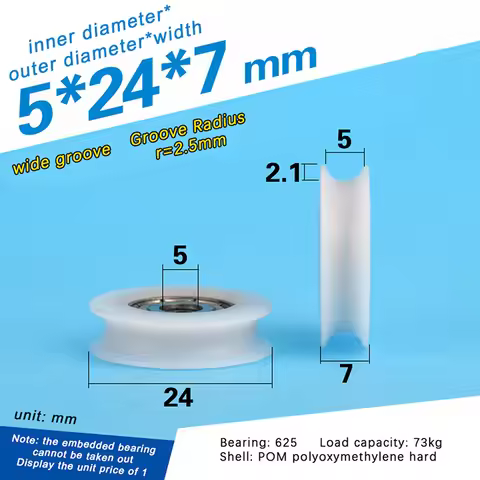 High Quality U Groove 625 Round Pulley Ball Bearing Wheel Roller For Door Windows Shower Pulleys Dra