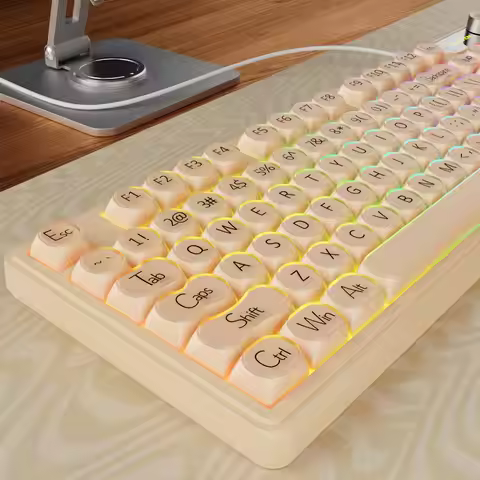 EWEADN V102 Wired Keyboard 98 Keys Creamy Gaming Keyboard RGB Silent Wired Cute Mechanical Computer 