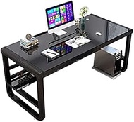 WSJTT Office Computer Desk With Threading Hole Storage Stand Laptop Desk Glass Surface Study Writing Table Modern Workstation for Home Office (Size : 39.3in)