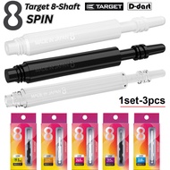 TARGET 8 SHAFTS DARTS FLIGHT - Black/White/Clear Regular SPIN Shaft Dart Flights 3Pcs/Pack