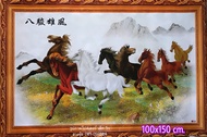 (ภาพเปล่า)รูปภาพม้า 8 ตัว (ม้า 8 เซียน) รูปภาพโปสเตอร์ ขนาด 1x1.5 เมตร ไม่มีกาวไม่ใช่สติ๊กเกอร์ ไม่มีกรอบรูป