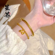 [Wholesale Price]Store Same Style Shaguafa Heritage Plain Ring Bracelet Stackable Two Lives Love Bea
