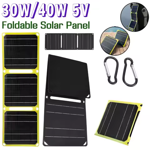 30W/40W 5V Foldable Solar Panel Foldable Phone Charger PD 20W QC 3.0 5V 9V 12V type C USB-A DC Outpu