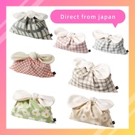 [Direct from Japan] &NE Lunch Bag with Ribbon, Checkered Pink Main Body: 28cm (W) x 18cm (H) Ribbon: