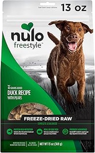 Nulo Freeze Dried Raw Dog Food For All Ages &amp; Breeds: Natural Grain Free Formula With Ganedenbc30 Probiotics For Digestive &amp; Immune Health - Duck Recipe With Pears - 13 Oz Bag