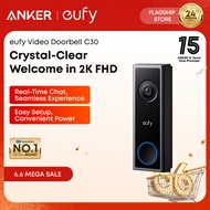 eufy Security C30 Video Doorbell Camera,Battery Powered,2K FHD,165° Ultra-Wide View,Easy Installatio