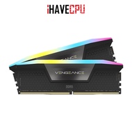 iHAVECPU RAM (แรม) CORSAIR VENGEANCE RGB 32GB (16x2) DDR5 5600MHz BLACK (CMH32GX5M2B5600C40K)