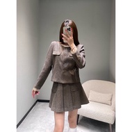 Celi Autumnn Woolen Jacket & Pleated Skirt - Stylish College Outfit