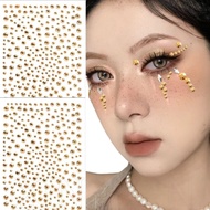 1/2pcs 3d Gold Diamond Face Sticker - Y2k Glittery Gem Jewelry Tattoo - Diy Art Makeup Decoration - 