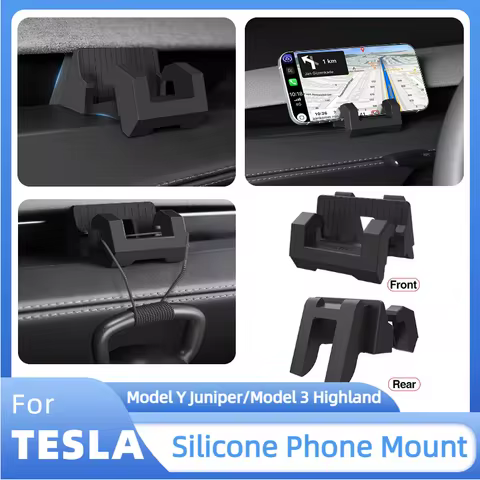 Silicone Phone Mount Dashboard Panel Hook Sunglass Bracket Holder For Tesla Model Y Juniper 2025 Mod