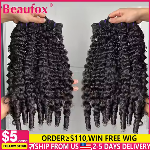 Beaufox Burmese Curly Bundles 3C4A Raw Virgin Hair Bundles Water Wave Human Hair Bundles With Ocean 